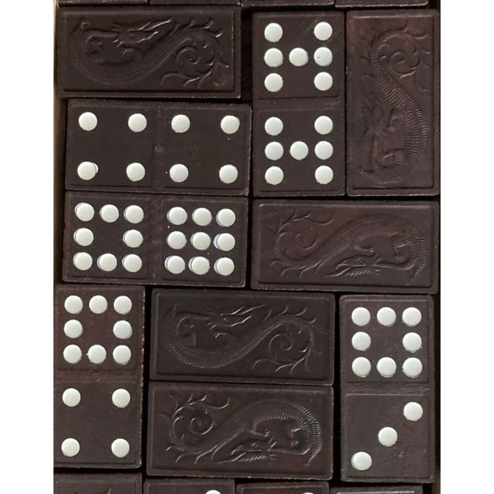 Vintage Halsam Dragon Dominoes Double Nine Set - 1960s Mid-Century Retro Game -